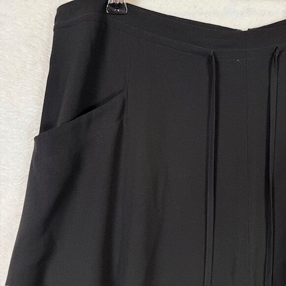 Eileen Fisher 100% Silk Skirt Black Gored Georgette Crepe Pockets Size Small - Picture 3 of 10
